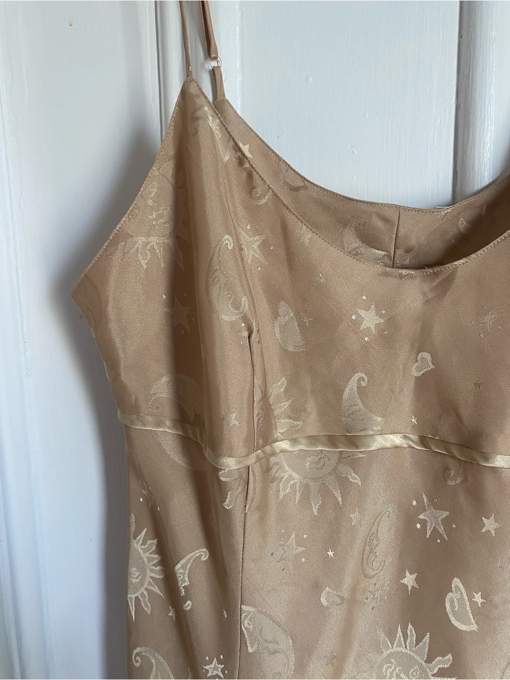 ‼️SOLD OUT‼️Vintage y2k Gold Slip Dress with Celestial Print - Picture 9 of 10